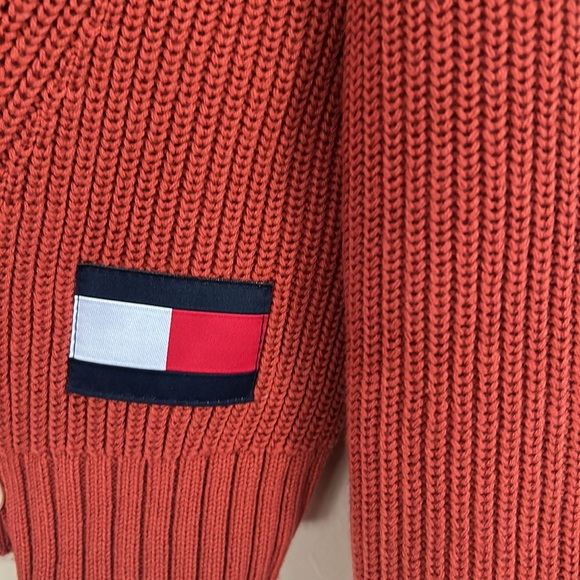 Knit Burn Orange Pullover Crewneck Sweater Tommy Hilfiger - Picture 3 of 4